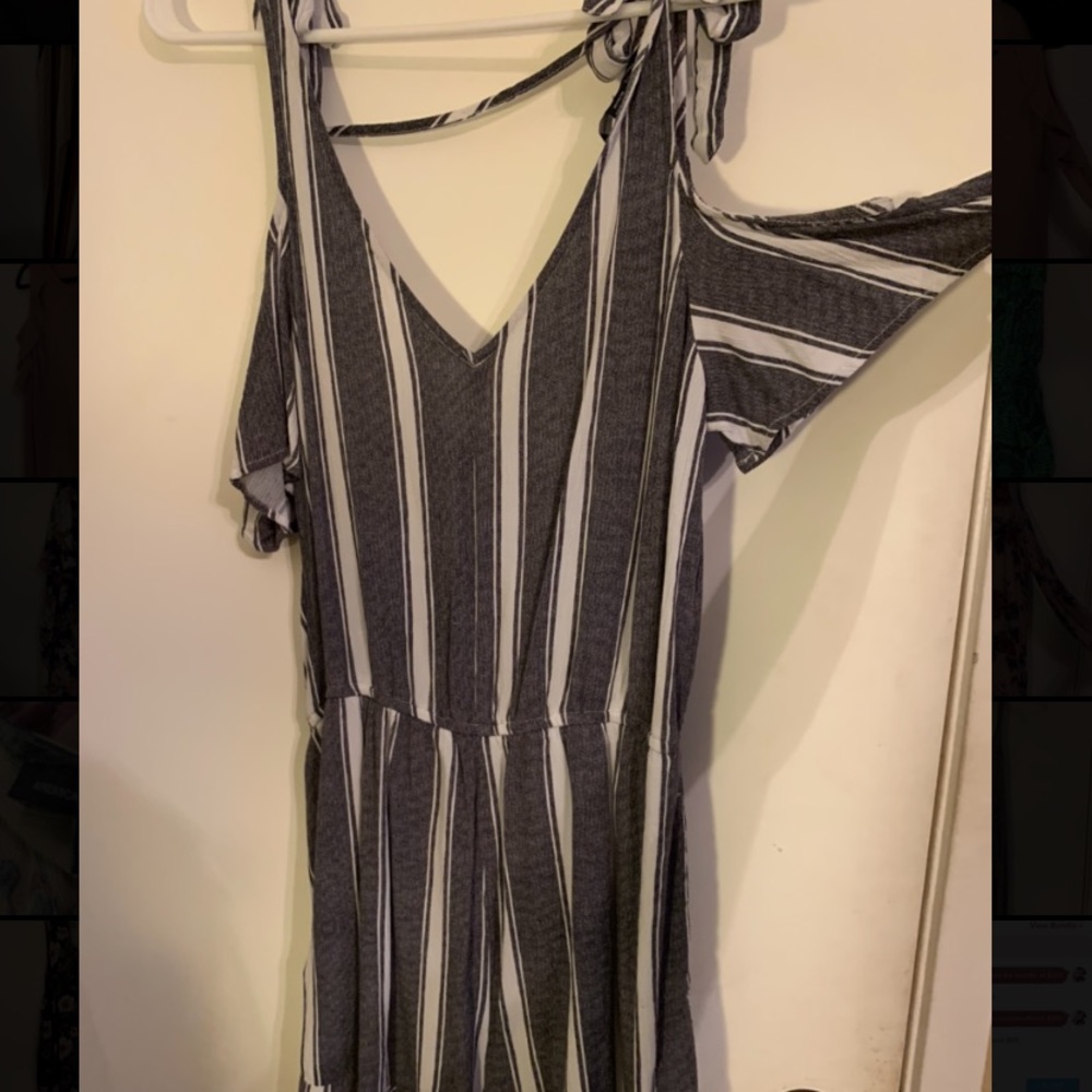 Gray and white romper